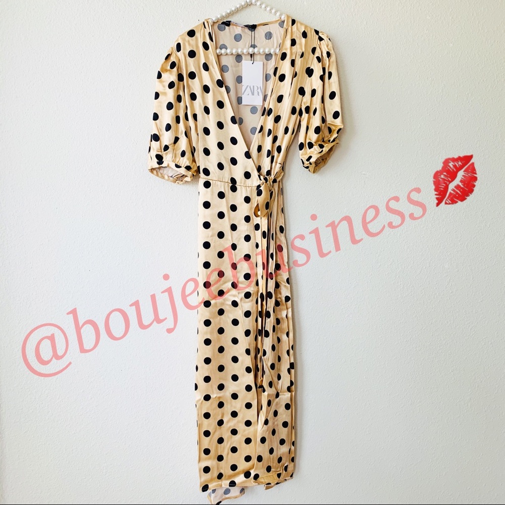 ZARA Polka Dot Wrap Dress - Picture 2 of 8